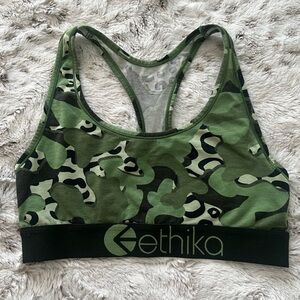 Ethika Green and Black Camouflage Sports Bra